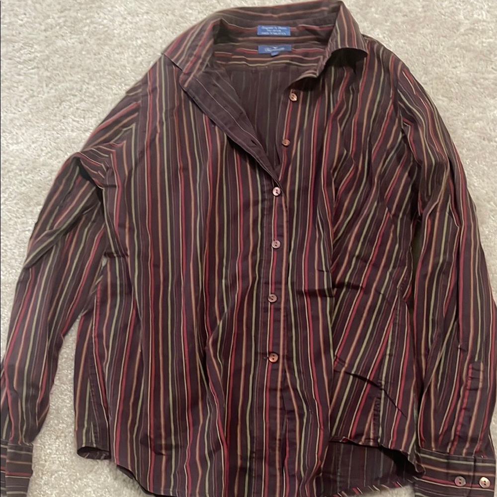 Men's Striped Button-Up Shirt - Multicolor